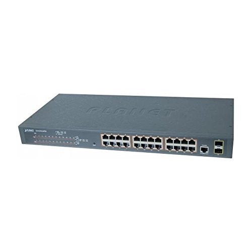 PLANET GS-4210-24P2S commutateur réseau Géré L2/L4 Gigabit Ethernet (10/100/1000) Connexion Ethernet, supportant l'alimentation via ce port (PoE) 1U Bleu