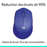 LOGITECH M330 SILENT PLUS Mouse 3 buttons wireless 2.4 GHz USB wireless receiver blue