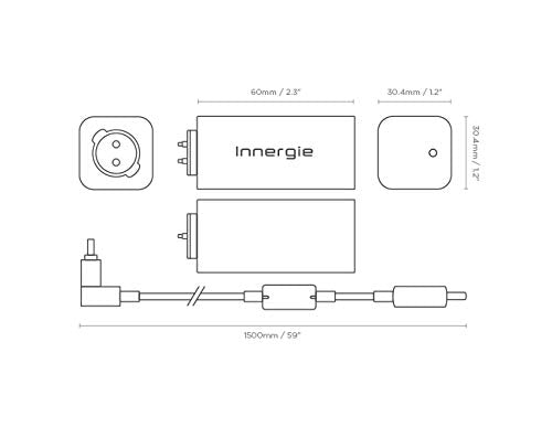 INNERGIE 65U Le plus petit Adptr. d alimentation 65W 6 embouts d alimentation pour portables Câble 1.5M Embouts voyage UE.UK et US