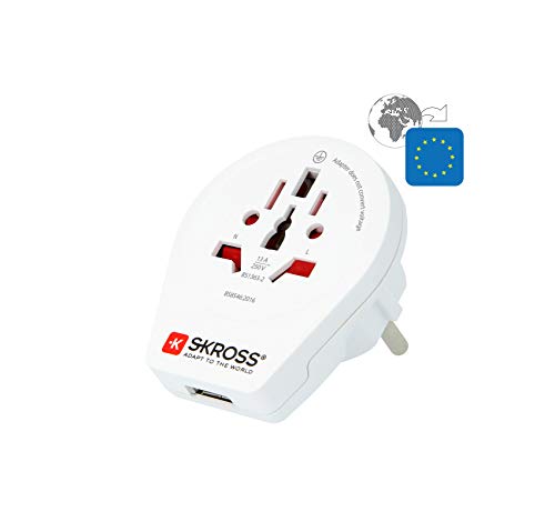 SKROSS WORLD TO EUROPE ADAPTATEUR SECTEUR AVEC CHARGEUR USB