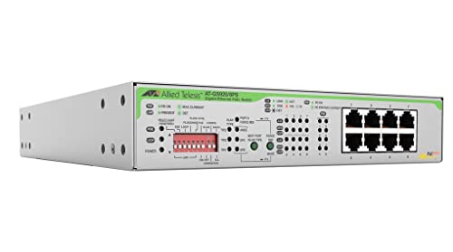 ALLIED 8x 10/100/1000T unmanaged PoE+ switch with internal PSU 1 Fixed AC power supply EU Power Cord