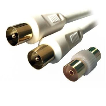 MCL Câble d antenne TV 9,5mm mâle / mâle 90 dB HQ + adapt - 1m