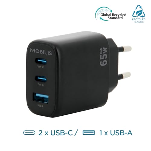 Wall Charger 65W 2 USB C+1 USB A GaN