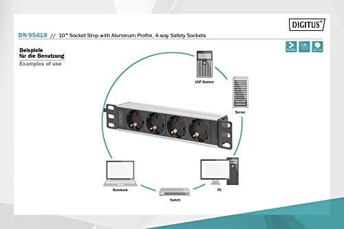 Digitus DN-95418 unité de distribution d'énergie 4 sortie(s) CA 0U/1U Noir