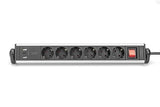 Digitus DA-70624 multiprise 1,5 m 6 sortie(s) CA Intérieure Noir, Argent