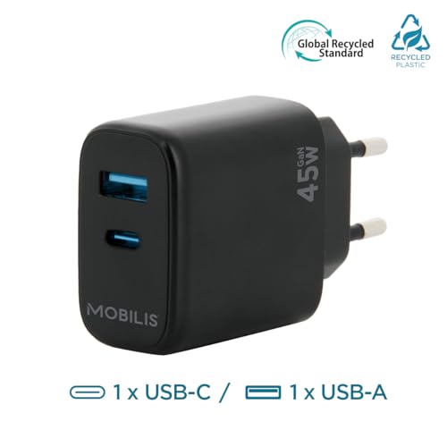 Wall Charger 45W 1 USB A+1 USB C GaN