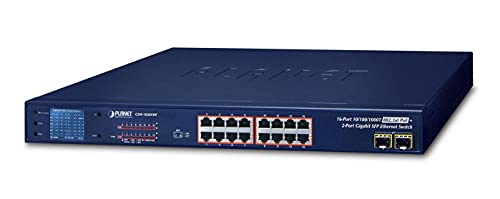 PLANET GSW-1820VHP commutateur réseau Non-géré Gigabit Ethernet (10/100/1000) Connexion Ethernet, supportant l'alimentation via ce port (PoE) 1U Bleu