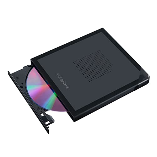 ASUS ZenDrive V1M USB-C external DVD Writer with built-in cable-storage design M-DISC support Backup SW Black