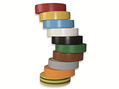 Ruban électrique isolant panaché lot de 10 couleurs - 10 m