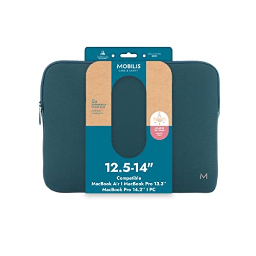 MOBILIS Housse Skin Memory Foam Sleeve pour ordinateur 12.5-14   - Bleu, Gris