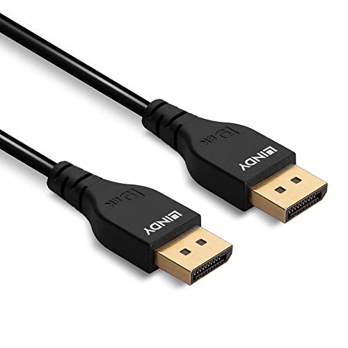 LINDY 1m DisplayPort 1.4 Cable Slim DP male to DP male connector