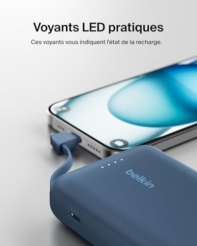 BELKIN 10k PD20w Integrated USB-C Cable Power Bank Blue