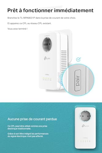 TP-Link TL-WPA8631P Adaptateur réseau CPL 300 Mbit/s Ethernet/LAN Wifi Blanc 1 piece(s)