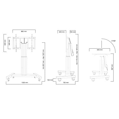 NEOMOUNTS PLASMA-M2500TSILVER Chariot pour écran 42-100p - motorisé - fonction dinclinaison de la table