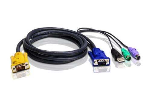 ATEN Câble KVM USB 1,8m PS/2 - 1,8 m - PS/2 - PS/2 - VGA - Noir - HDB-15 - 2 x PS/2 - USB A