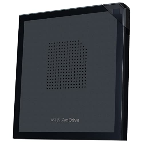 ASUS ZenDrive V1M USB-C external DVD Writer with built-in cable-storage design M-DISC support Backup SW Black