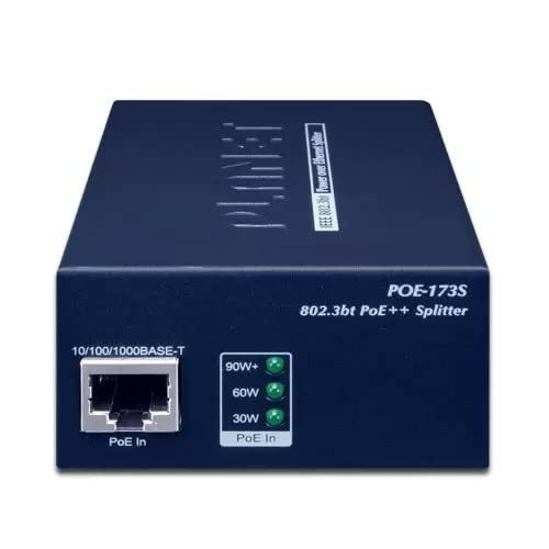 PLANET POE-173S séparateur voix-données Noir Connexion Ethernet, supportant l'alimentation via ce port (PoE)