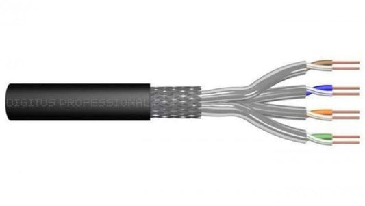 CAT 7 S-FTP outdoor installation cable, 1200 MHz PE, inner Fca (PE), AWG 23/1, 100 m, sx, black