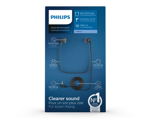 PHILIPS Casque de transcription LFH0234 : Cable de 3m, haut-parleur de 14mm