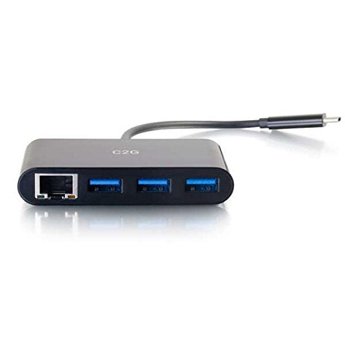 USB-C Ethernet and 3-Port USB Hub Black