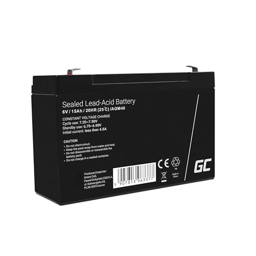 Green Cell AGM40 - 6 V - 1 piece(s) - Noir - 15 Ah - 1,8 kg - 151 mm