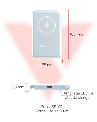VERBATIM CHARGE N GO MAGNETIC WIRELESS POWER BANK 5000 BLUE WCF (P)