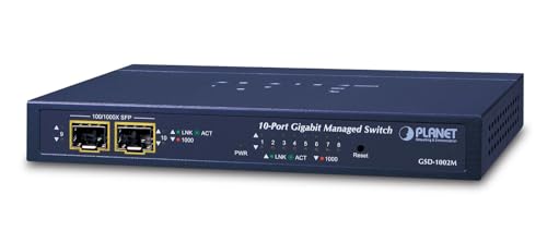 PLANET GSD-1002M commutateur réseau Géré L2/L4 Gigabit Ethernet (10/100/1000) Connexion Ethernet, supportant l'alimentation via ce port (PoE) Bleu