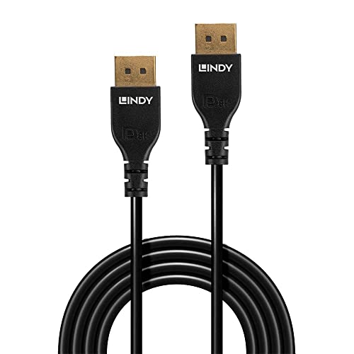 LINDY 0.5m DisplayPort 1.4 Cable Slim DP male to DP male connector