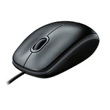 LOGITECH B100 Mouse right and left-handed optical 3 buttons wired USB white