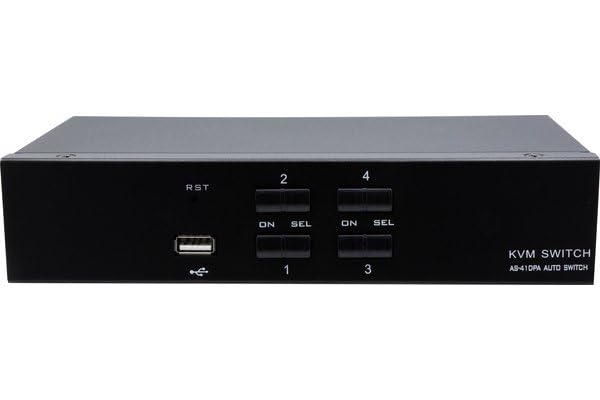 DEXLAN KVM Switch DisplayPort 4K/USB/Audio 4 ports + câbles