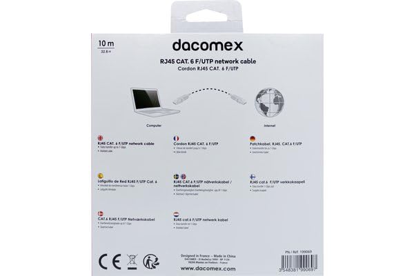 DACOMEX Cordon RJ45 CAT. 6 F/UTP gris - 10 m