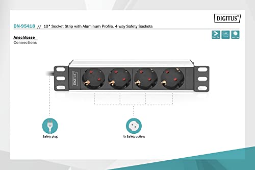 Digitus DN-95418 unité de distribution d'énergie 4 sortie(s) CA 0U/1U Noir