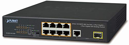PLANET FGSD-1011HP commutateur réseau Non-géré Gigabit Ethernet (10/100/1000) Connexion Ethernet, supportant l'alimentation via ce port (PoE) 1U Bleu