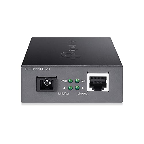 TP-LINK 10/100 Mbps RJ45 to 100 Mbps Single-mode SC WDM Bi-Directional Fiber Converter With 1-Port PoE