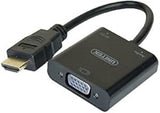 Convertisseur noir HDMI vers VGA+audio -15CM