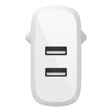 BELKIN BOOST CHARGE 24w USB-A Dual Wall Charger w/ 1m A-C White