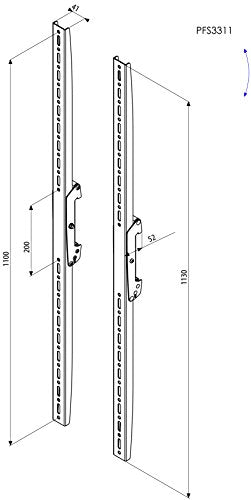 VOGEL S Barre VESA vertic. PFS 3311 fixe & inclinable, 80 kg