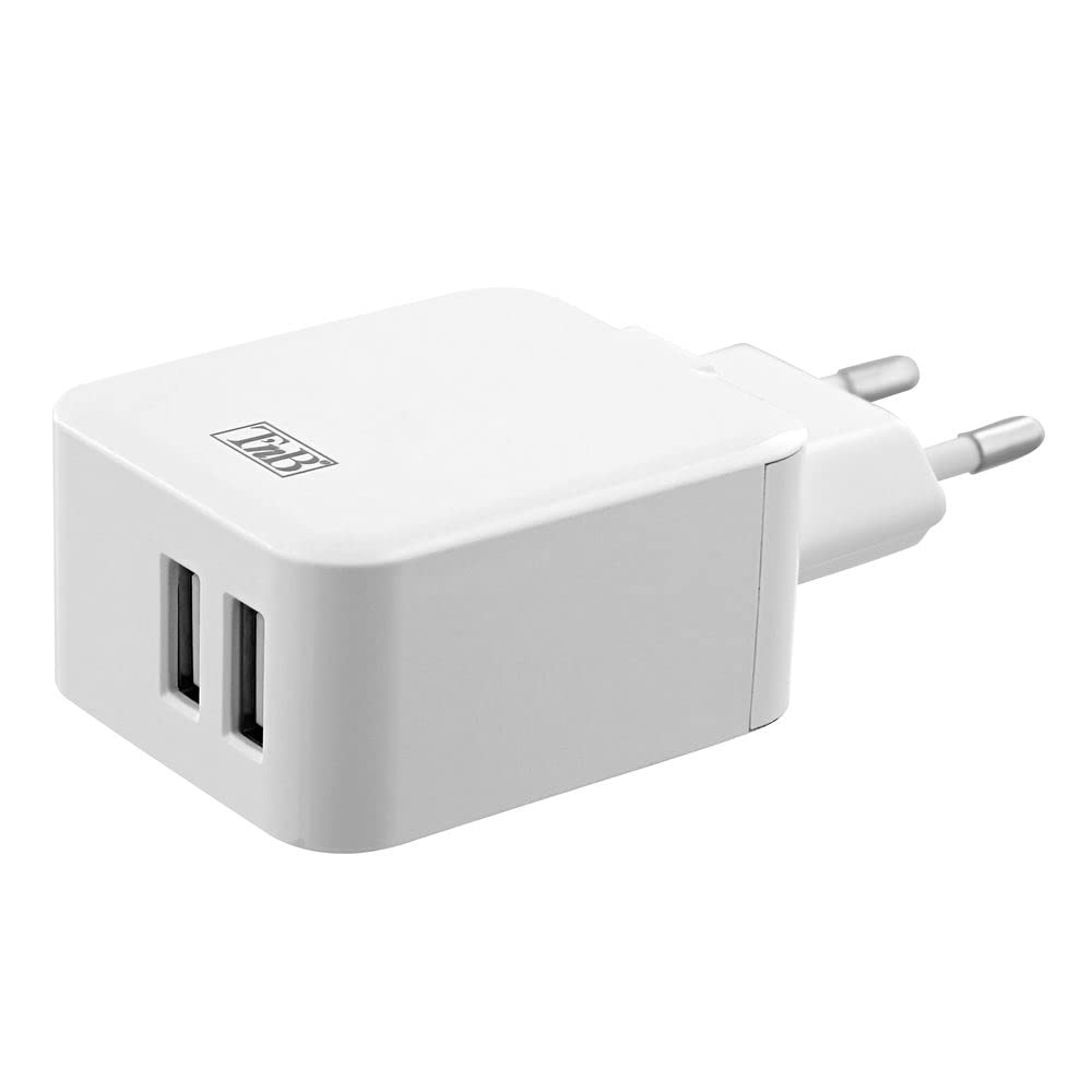 TNB 4.8A Mains 2 USB Charger White