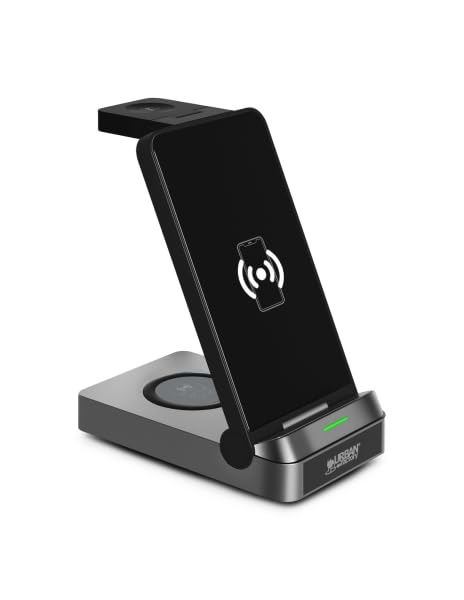 URBAN FACTORY Powee Pro Charger 3 In 1 With Function Stand 22.5Watts - Smaetphone / Smartwatch / Headphones