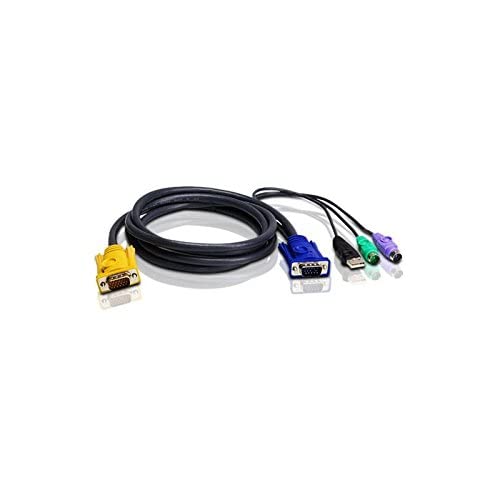 ATEN Câble KVM USB 1,8m PS/2 - 1,8 m - PS/2 - PS/2 - VGA - Noir - HDB-15 - 2 x PS/2 - USB A