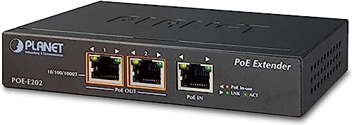 PLANET POE-E202 prolongateur réseau Émetteur et récepteur réseau Noir 10, 100, 1000 Mbit/s
