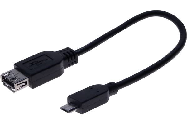 Cordon OTG USB 2.0 micro B / type A (male-femelle) noir - 0,21m