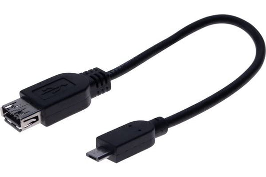 Cordon OTG USB 2.0 micro B / type A (male-femelle) noir - 0,21m