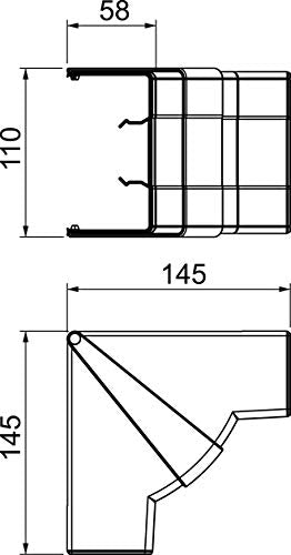 OBO ANGLE INT VARIABLE RAPID 45-2 GK 100x53 PVC BLANC