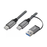 MCL USB 3.2 Type C mesh cable 10G 100W 5A + USB 3.0 adapter male - 2m