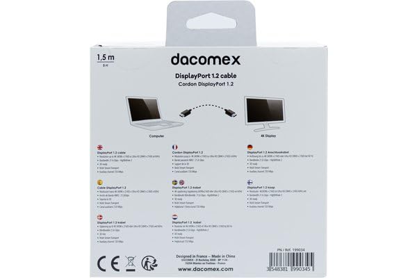 DACOMEX Cordon DisplayPort 1.2 - 1,5 m