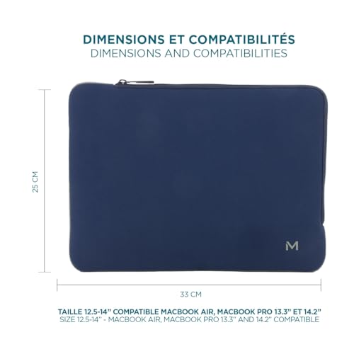 MOBILIS Housse Skin Sleeve pour ordinateur 12.5-14" - Bleu marine, Gris