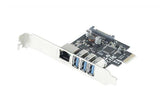 Carte réseau PCIe 10/100/1000 avec hub 3 ports USB-A 3.0 Std + LowProfile