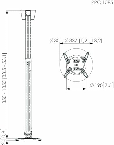 PPC 1585/Prj Ceiling Mnt 750-1350mm Sil