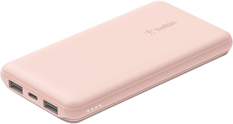 BELKIN Batterie externe 3 ports 10K avec câble USB-A vers USB-C rose